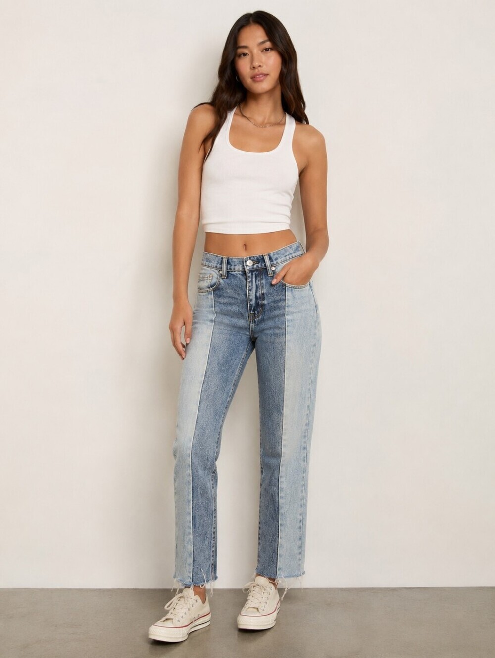 ❤️ PACSUN 90s STYLE TWO TONE VINTAGE ICON HIGH RISE TAPERED JEANS, 00 (24)